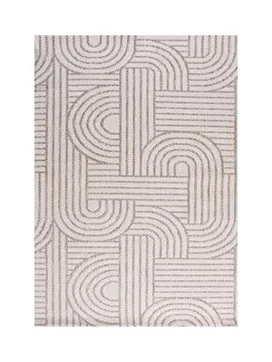 Aren Halı Spello Geometrik Bej Polyester ve Pamuk Sisal Makine Halısı