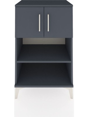 Hyperion Komodin 2 Raflı 2 Kapaklı 60X44X96 Antrasit-Antrasit