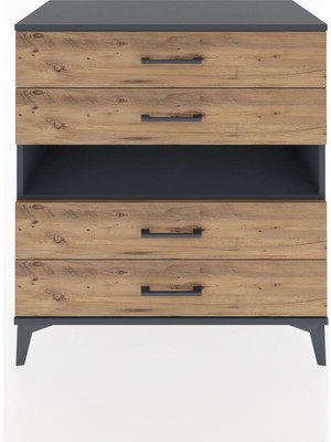 Hyperion Şifonyer Tek Raflı 4 Çekmeceli 88X44X96 Antrasit-Çam