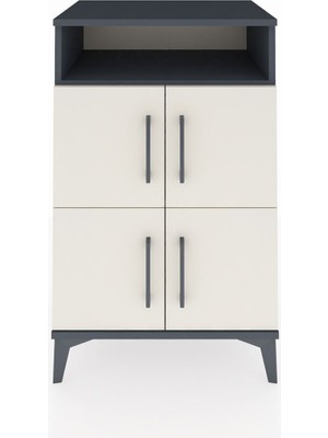 Hyperion Komodin 2 Raflı 4 Kapaklı 60X44X96 Antrasit-Aytaşı