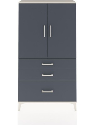 Arges Dolap Tek Raflı 3 Çekmeceli Tek Askılı 88X30X163 Aytaşı-Antrasit