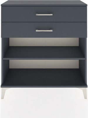 Arges Şifonyer Tek Raflı 2 Çekmeceli 88X30X96 Antrasit-Antrasit