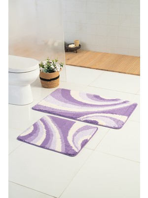 Lila 2'li Banyo Paspası Seti 60X100 ve 60X50 Cm, Şık ve Yumuşak Dokunuşlu