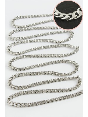 5 mm Düz Gümüş Renkli Çelik Zincir 1 Metre