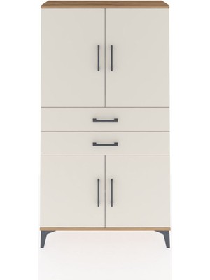 Arges Dolap 3 Raflı 2 Çekmeceli 4 Kapaklı 88X30X163 Çam-Aytaşı