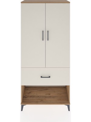 Hyperion Dolap 2 Raflı Tek Çekmeceli Tek Askılı 88X44X195 Çam-Aytaşı