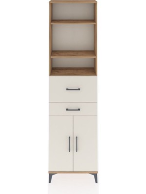 Arges Dolap 4 Raflı 2 Çekmeceli 2 Kapaklı 60X30X221 Çam-Aytaşı