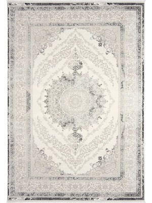 Aren Halı Clouin Çerçeveli Gri Polyester Makine Halısı