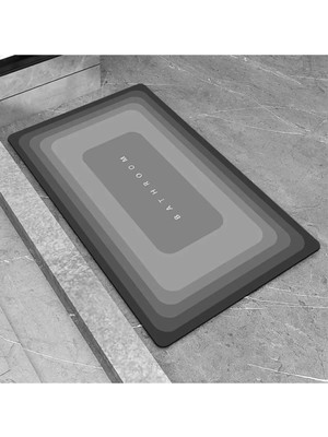 Gri Kare Sihirli Su Emici Banyo Paspası Kaymaz Tabanlı 38X58