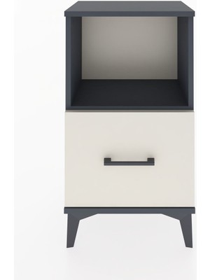 Arges Komodin Tek Raflı Tek Çekmeceli 44X30X80 Antrasit-Aytaşı