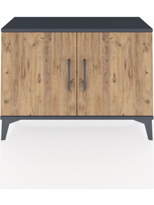 Arges Şifonyer Tek Raflı 2 Kapaklı 88X30X64 Antrasit-Çam