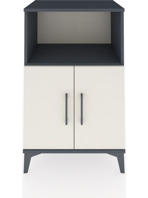 Hyperion Komodin 2 Raflı 2 Kapaklı 60X44X96 Antrasit-Aytaşı