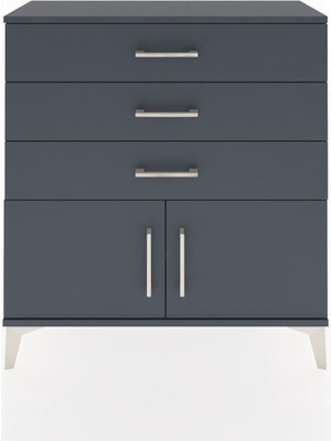 Arges Şifonyer Tek Raflı 3 Çekmeceli 2 Kapaklı 88X30X96 Antrasit-Antrasit