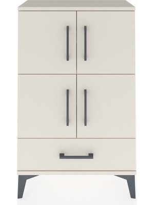 Arges Komodin 4 Raflı Tek Çekmeceli 4 Kapaklı 60X30X96 Aytaşı-Aytaşı