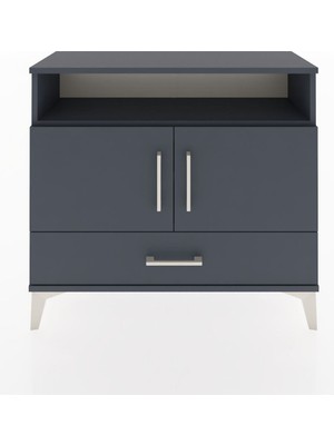 Arges Şifonyer 3 Raflı Tek Çekmeceli 2 Kapaklı 88X30X80 Antrasit-Antrasit