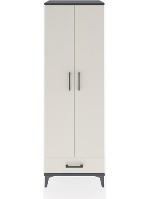 Hyperion Dolap 4 Raflı Tek Çekmeceli 2 Kapaklı 60X44X182 Antrasit-Aytaşı