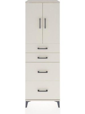 Hyperion Dolap Tek Raflı 4 Çekmeceli 2 Kapaklı 60X44X182 Aytaşı-Aytaşı