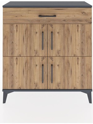 Arges Şifonyer 3 Raflı Tek Çekmeceli 4 Kapaklı 88X30X96 Antrasit-Çam