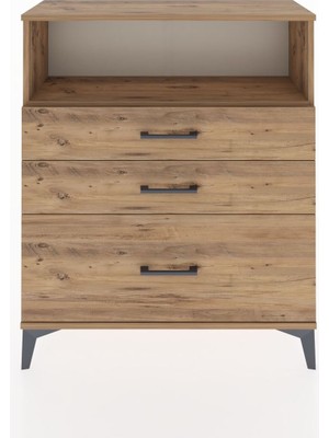 Arges Şifonyer Tek Raflı 3 Çekmeceli 88X30X106 Çam-Çam