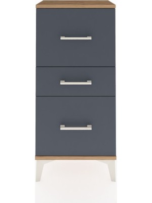 Arges Komodin 3 Çekmeceli 44X30X96 Çam-Antrasit