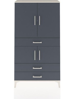 Arges Dolap 3 Raflı 3 Çekmeceli 4 Kapaklı 88X30X163 Aytaşı-Antrasit