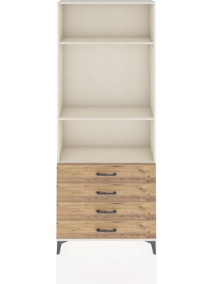 Arges Dolap 3 Raflı 4 Çekmeceli 88X30X221 Aytaşı-Çam