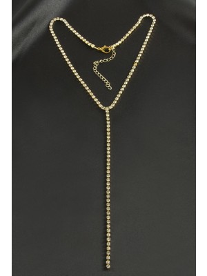 Şerit Taşlı Çelik Kolye 4 mm