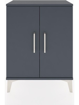 Arges Komodin 2 Raflı 2 Kapaklı 60X30X80 Antrasit-Antrasit