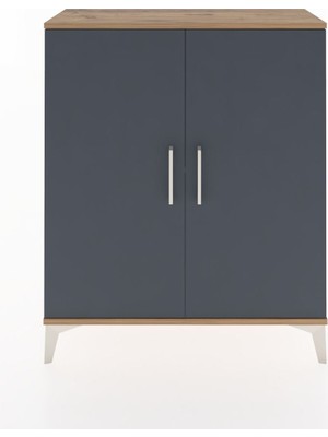 Arges Şifonyer Tek Raflı 2 Kapaklı 88X30X106 Çam-Antrasit
