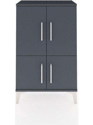 Arges Komodin 2 Raflı 4 Kapaklı 60X30X96 Antrasit-Antrasit