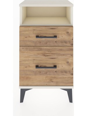 Arges Komodin Tek Raflı 2 Çekmeceli 44X30X80 Aytaşı-Çam