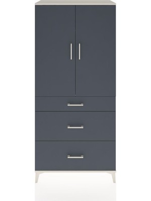Hyperion Dolap Tek Raflı 3 Çekmeceli Tek Askılı 88X44X195 Aytaşı-Antrasit