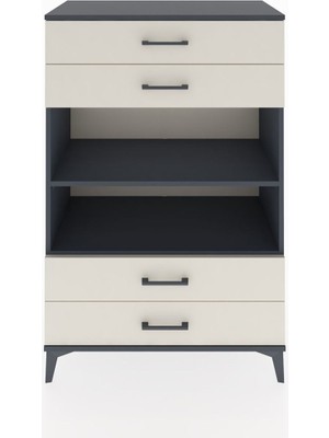 Hyperion Dolap 2 Raflı 4 Çekmeceli 88X44X134 Antrasit-Aytaşı