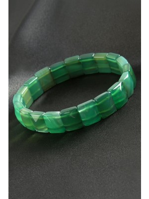 Kare Kesim Orjinal Yeşim Doğaltaşlı Bileklik