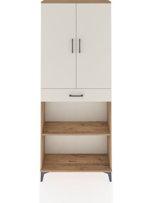Arges Dolap 4 Raflı Tek Çekmeceli 2 Kapaklı 88X30X221 Çam-Aytaşı