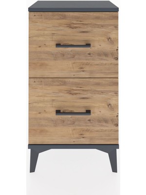 Arges Komodin 2 Çekmeceli 44X30X80 Antrasit-Çam