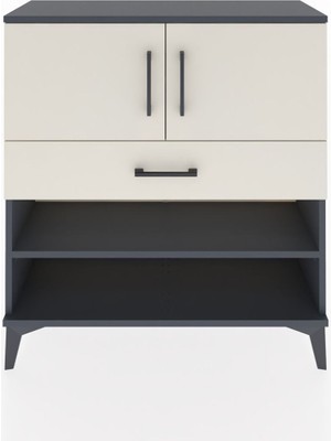 Arges Şifonyer 3 Raflı Tek Çekmeceli 2 Kapaklı 88X30X96 Antrasit-Aytaşı