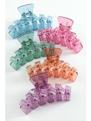 Zikzak Şeffaf Renkli Mandal Toka 8 cm