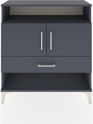 Arges Şifonyer 3 Raflı Tek Çekmeceli 2 Kapaklı 88X30X96 Antrasit-Antrasit