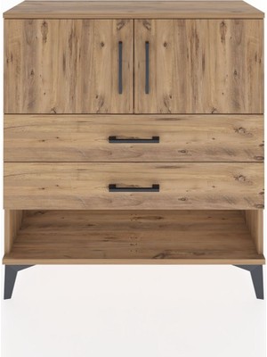 Arges Şifonyer 2 Raflı 2 Çekmeceli 2 Kapaklı 88X30X96 Çam-Çam