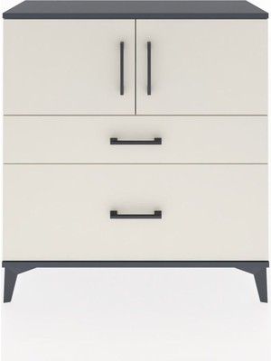 Arges Şifonyer 2 Raflı 2 Çekmeceli 2 Kapaklı 88X30X96 Antrasit-Aytaşı