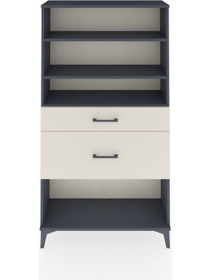 Arges Dolap 3 Raflı 2 Çekmeceli 88X30X163 Antrasit-Aytaşı