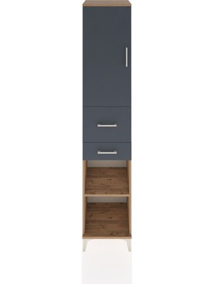 Hyperion Dolap 4 Raflı 2 Çekmeceli Tek Kapaklı 44X44X221 Çam-Antrasit