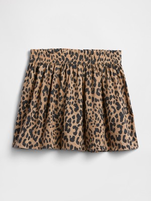 Gap Kız Bebek Kahverengi Leopar Desenli Mini Etek Örme Kumaş Normal Bel Regular Kalıp