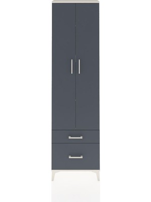 Arges Dolap 4 Raflı 2 Çekmeceli 2 Kapaklı 60X30X221 Aytaşı-Antrasit