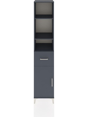 Hyperion Dolap 4 Raflı Tek Çekmeceli Tek Kapaklı 44X44X221 Antrasit-Antrasit