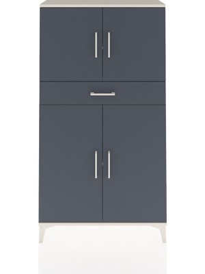 Arges Dolap 3 Raflı Tek Çekmeceli 4 Kapaklı 88X30X163 Aytaşı-Antrasit