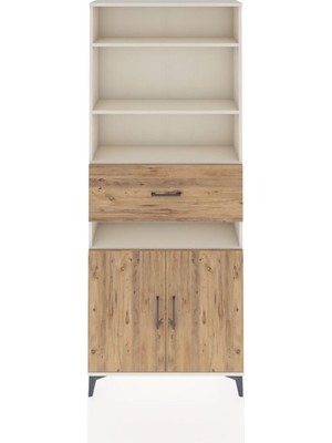 Arges Dolap 5 Raflı Tek Çekmeceli 2 Kapaklı 88X30X221 Aytaşı-Çam