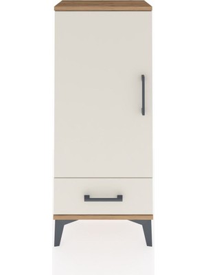 Arges Komodin 3 Raflı Tek Çekmeceli Tek Kapaklı 44X30X106 Çam-Aytaşı
