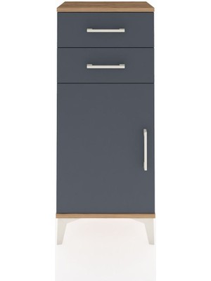 Arges Komodin Tek Raflı 2 Çekmeceli Tek Kapaklı 44X30X106 Çam-Antrasit